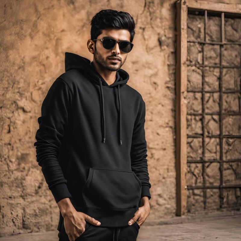 black plain hoodie for man