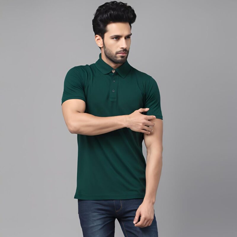 bottle green polo neck tshirt for man and woman