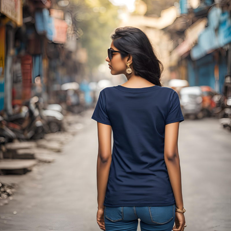 navy blue round neck tshirt for woman