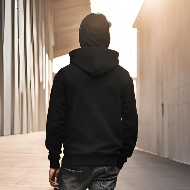 black plain hoodie for man