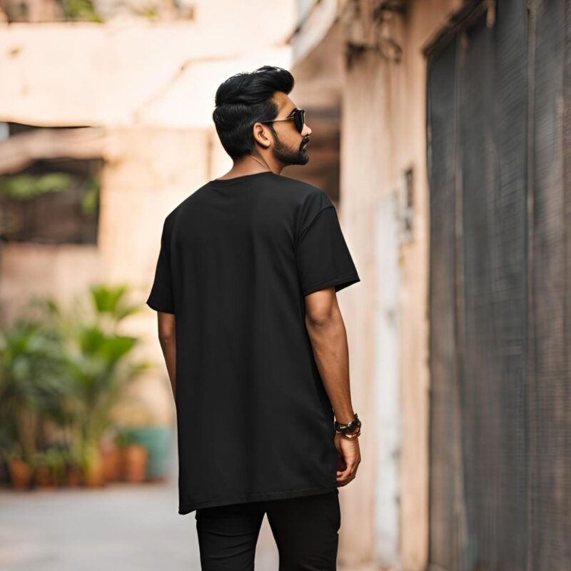 black solid oversized tshirt for men