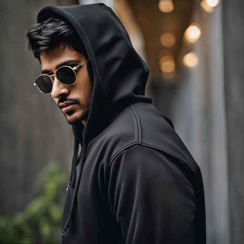 black plain hoodie for man