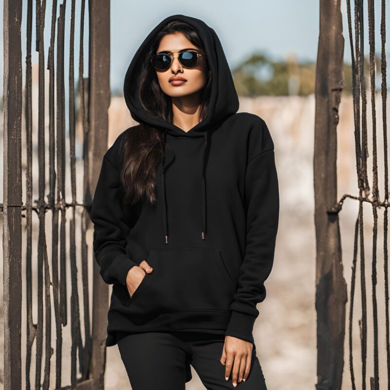 black plain hoodie for woman
