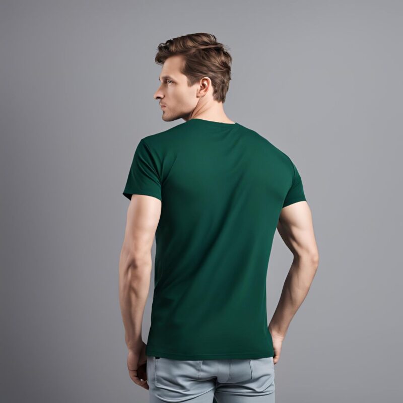 bottle green round neck tshirt for man