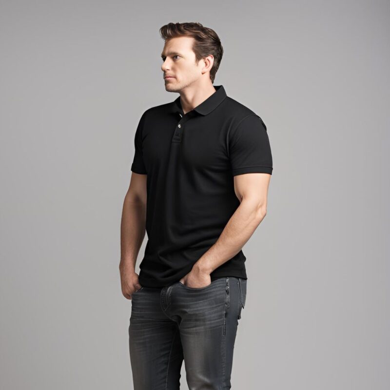 black polo neck tshirt for man and woman