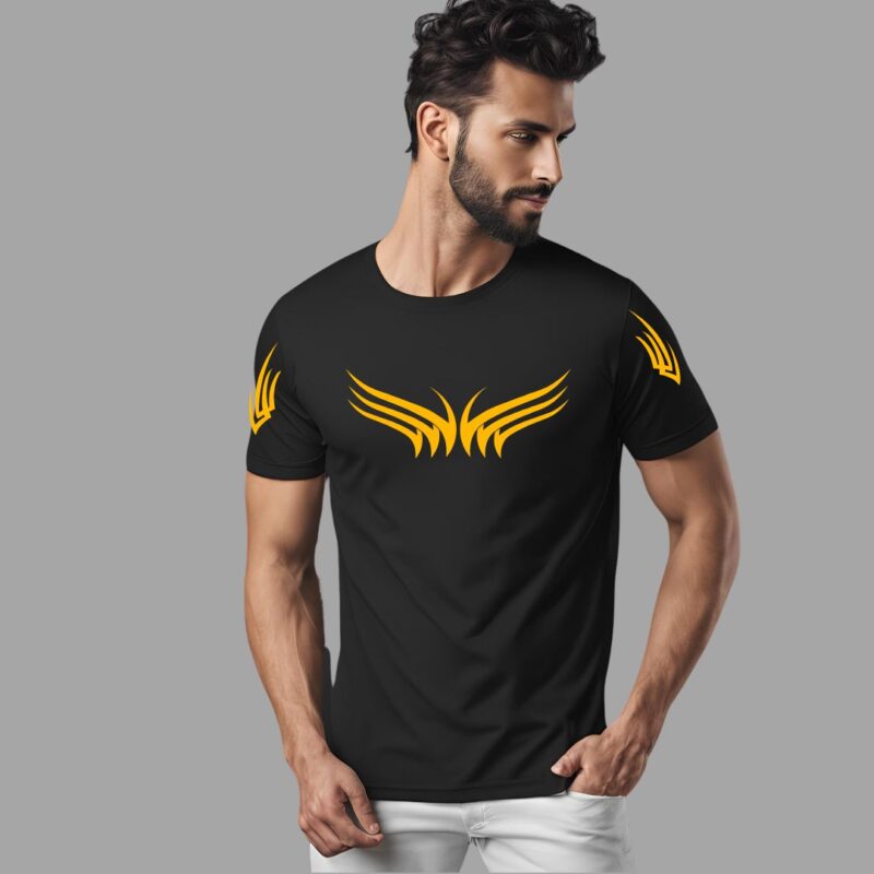 Black Round Neck T-Shirt - TRIBAL Print