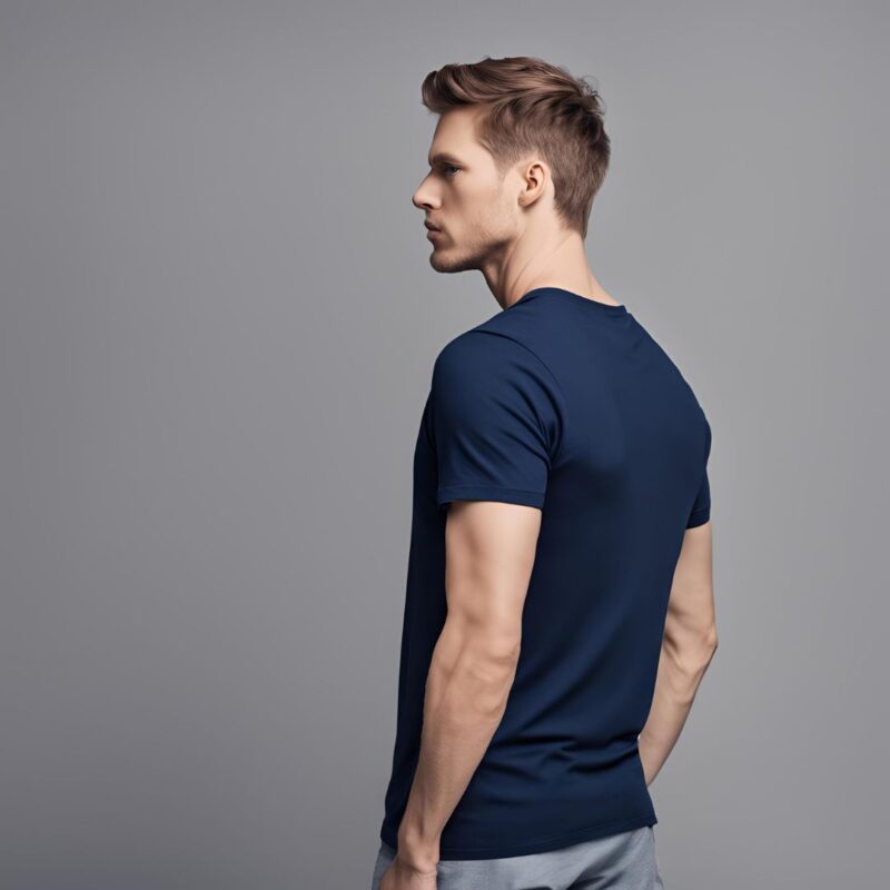NAVY BLUE ROUND NECK TSHIRT FOR MAN