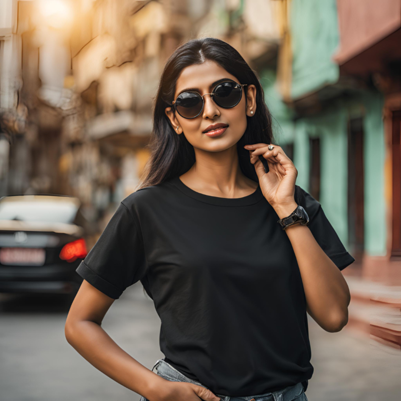 black round neck cotton tshirt