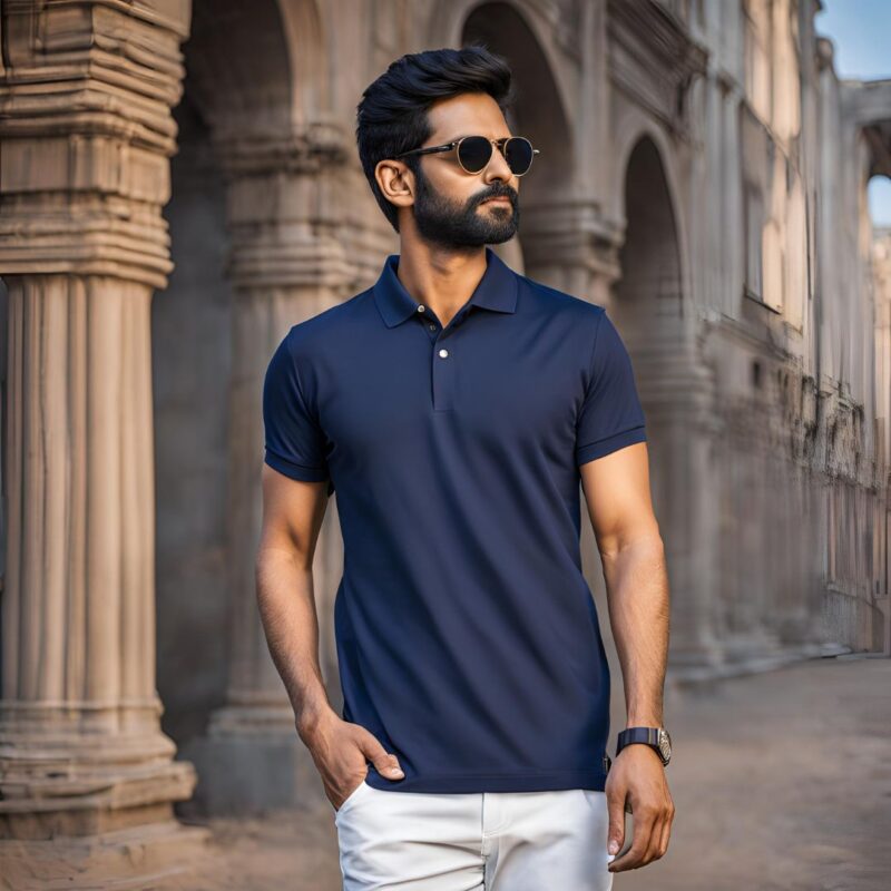 navy blue polo neck tshirt for man and woman